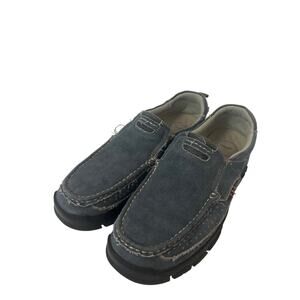 VENSHINE Mens Slip On Loafers Blue Distressed Canvas Casual Shoes Size US 10